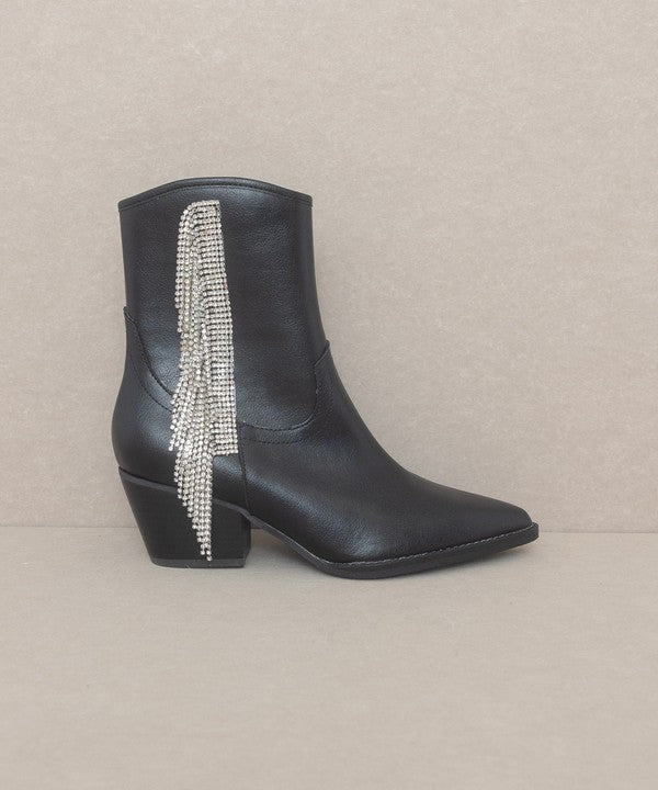 Glamorous Rhinestone Fringe Ankle Cowboy Boot - Slay Eclectic