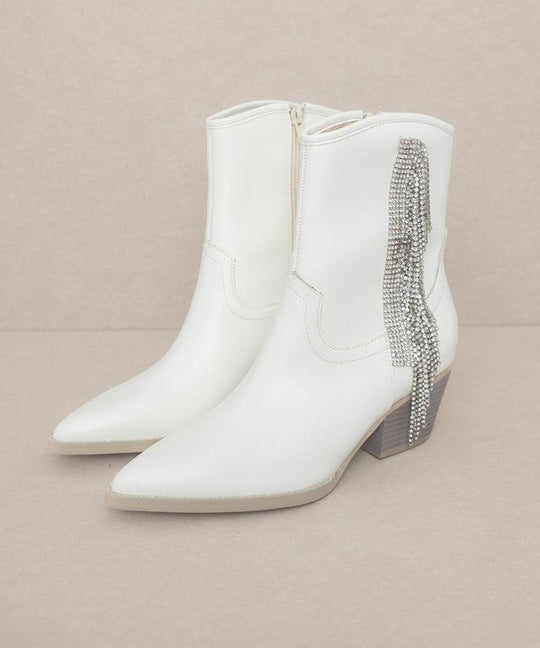 Glamorous Rhinestone Fringe Ankle Cowboy Boot - Slay Eclectic