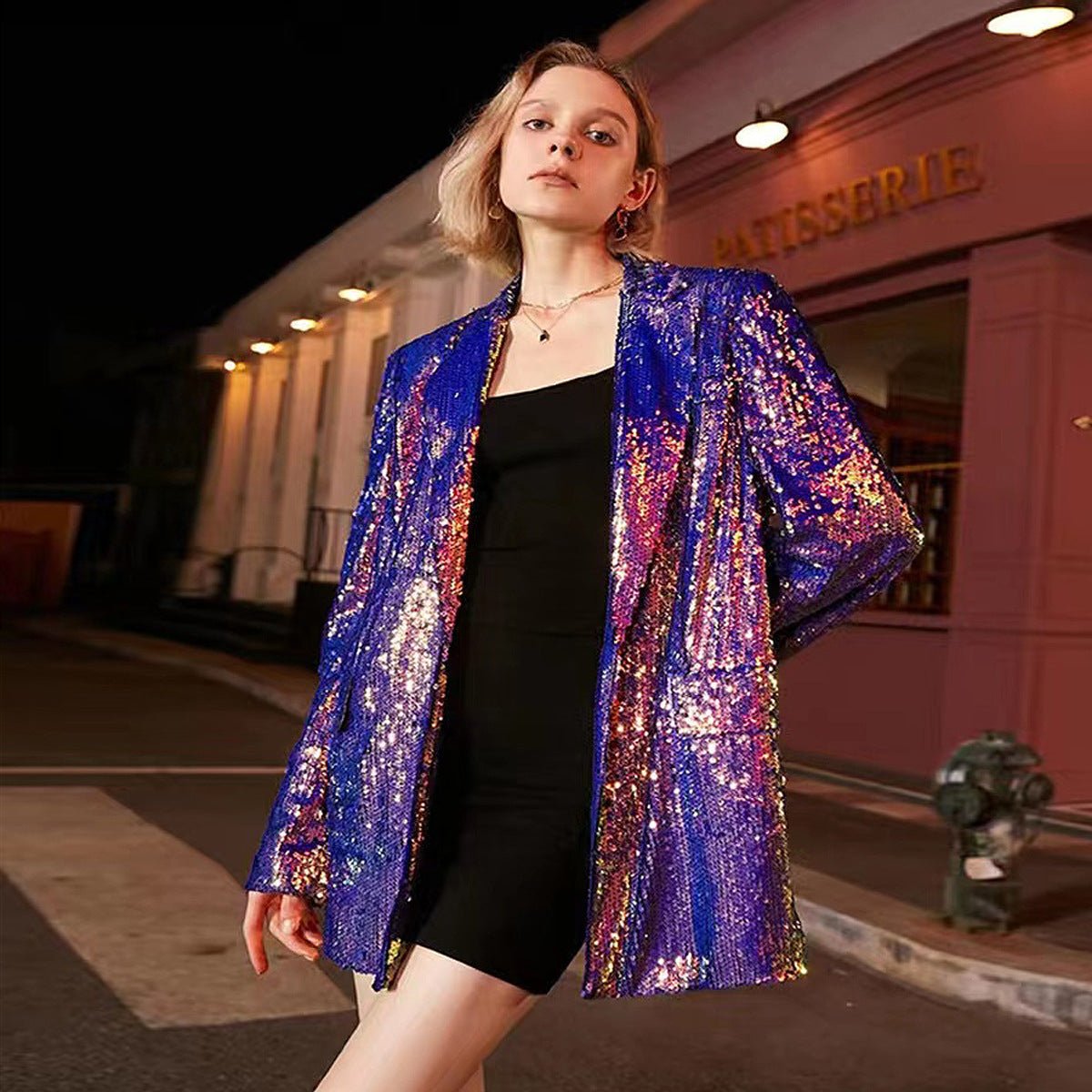 Glamorous Sequin - Studded Blazer Coat for Effortless Elegance - Slay Eclectic