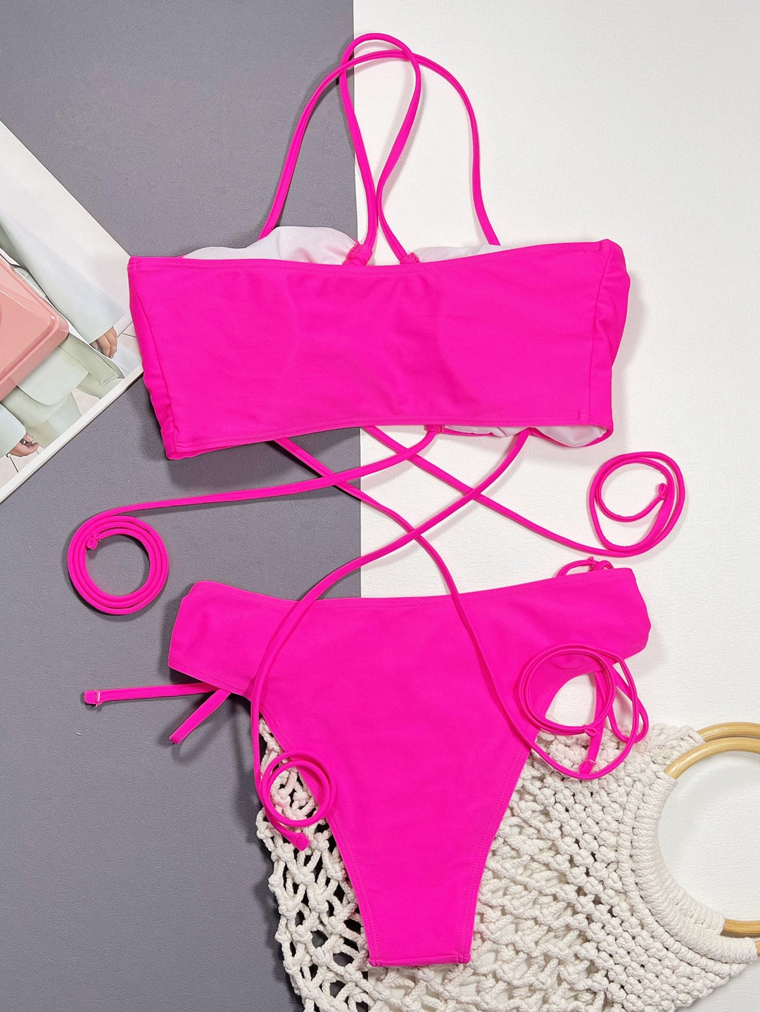 Halter Neck Drawstring Detail Bikini Set-Slay Eclectic