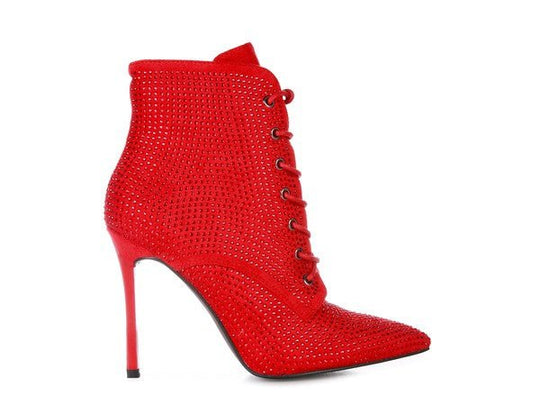 HEAD ON Faux Suede Diamante Ankle Boots - Slay Eclectic