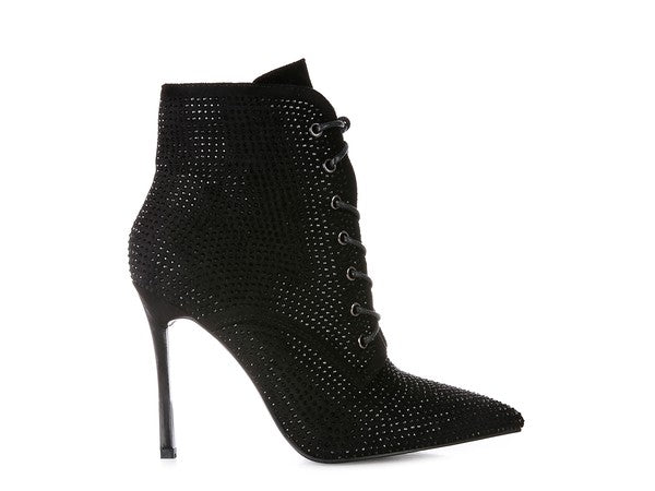 HEAD ON Faux Suede Diamante Ankle Boots | Slay Eclectic