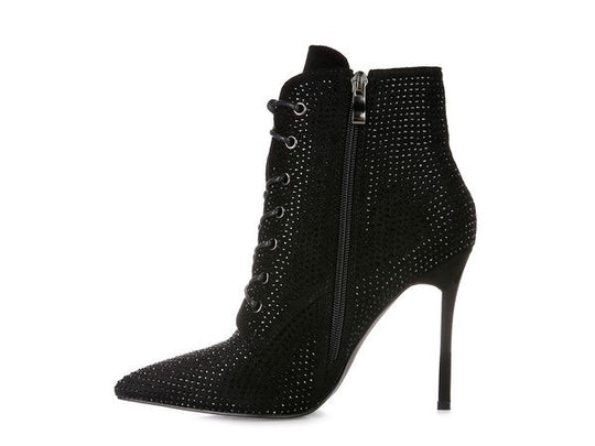 HEAD ON Faux Suede Diamante Ankle Boots | Slay Eclectic