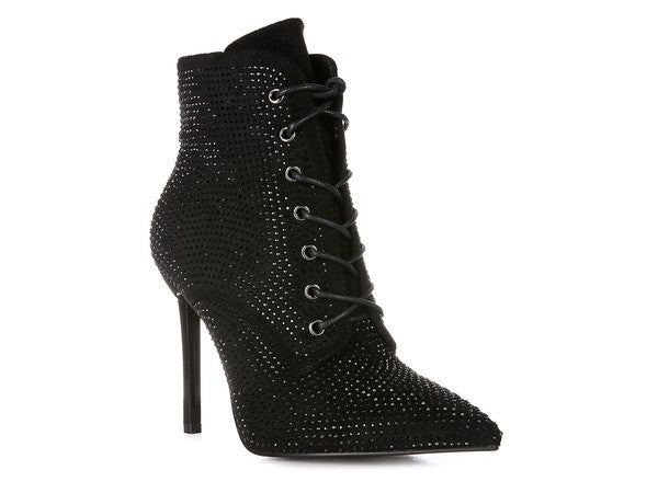 HEAD ON Faux Suede Diamante Ankle Boots | Slay Eclectic