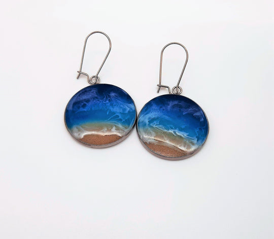 Circle Resin Seascape Necklace & Earring Set