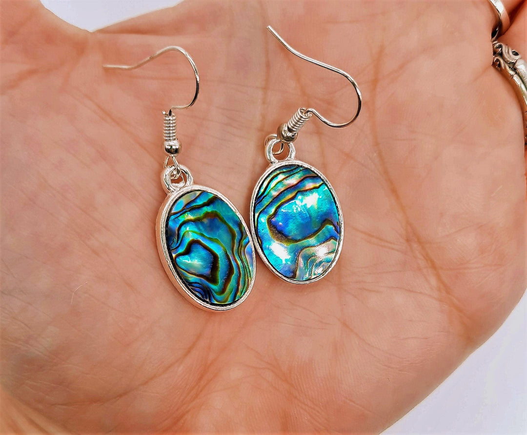 Abalone / Paua Seashell Oval Earrings