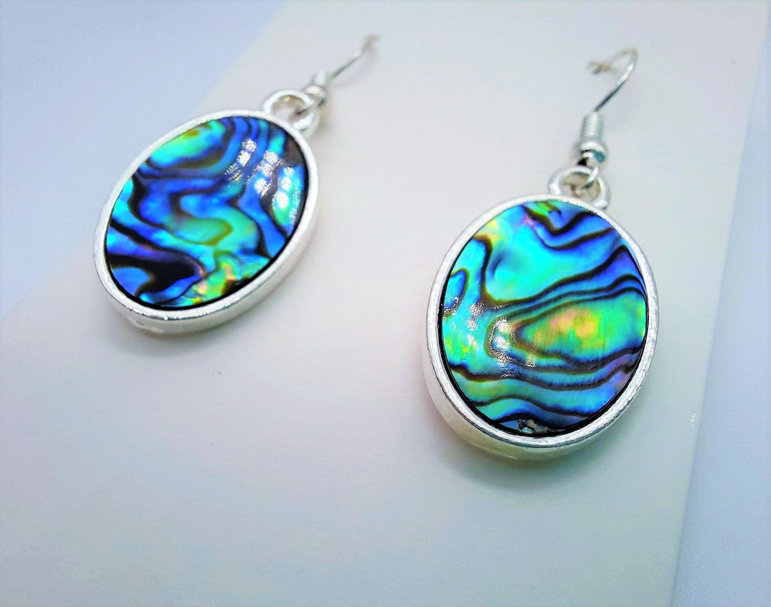Abalone / Paua Seashell Oval Earrings