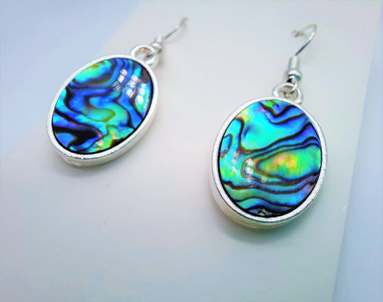 Abalone / Paua Seashell Oval Earrings