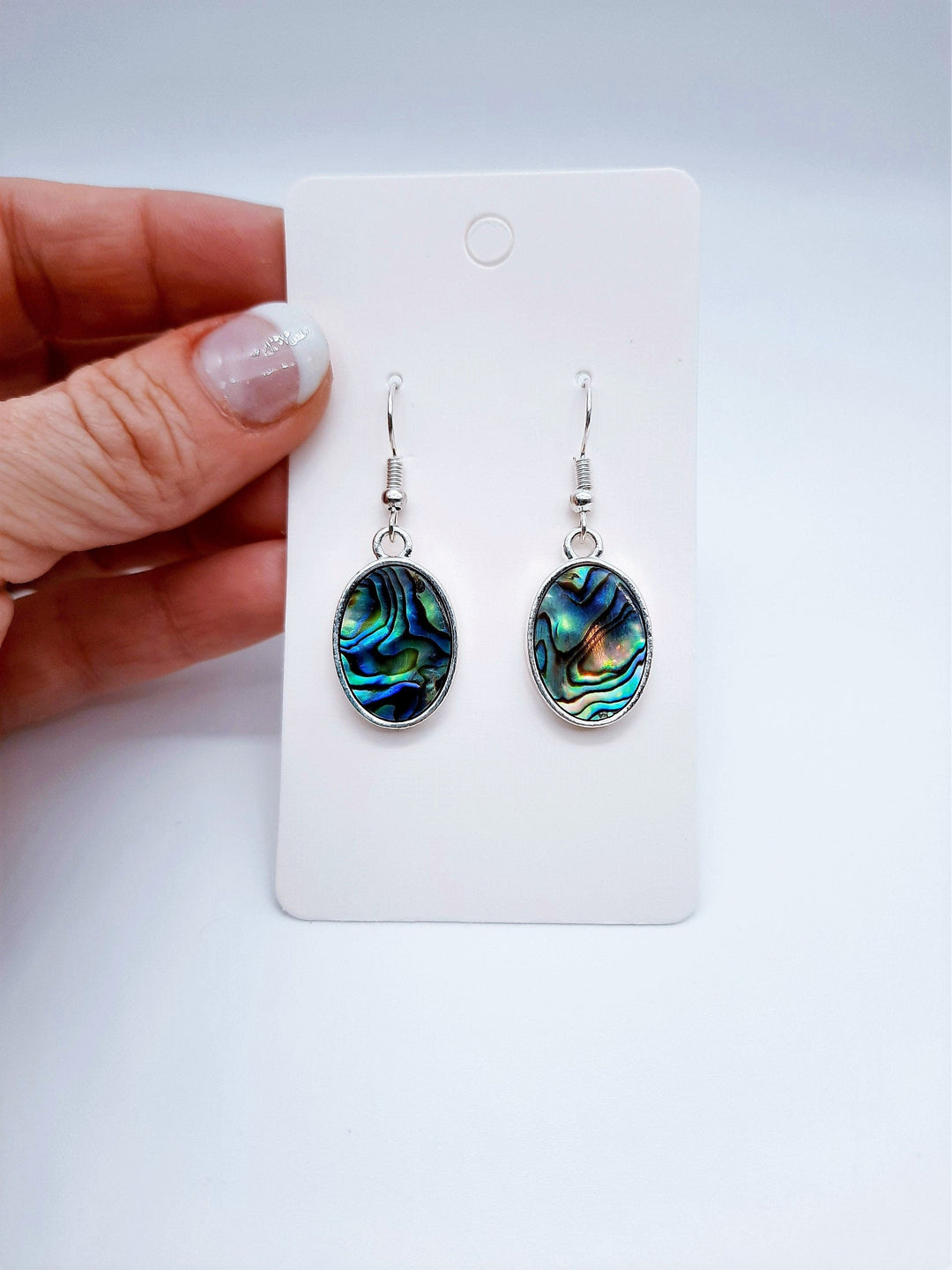 Abalone / Paua Seashell Oval Earrings