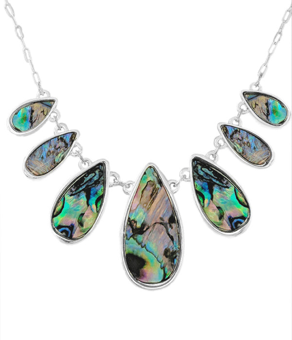 MULTI ABALONE TEARDROP LINK NECKLACE-0
