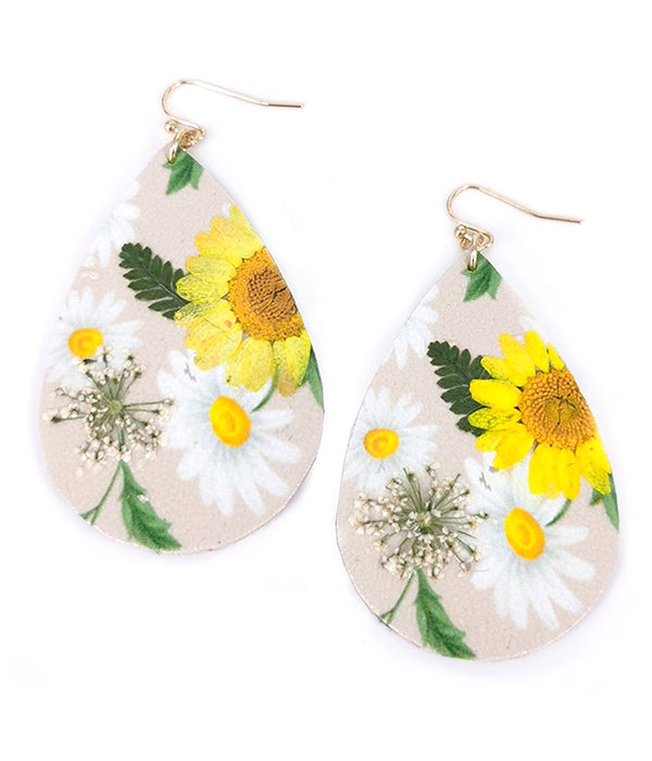 FLOWER THEME TEARDROP EARRING-0