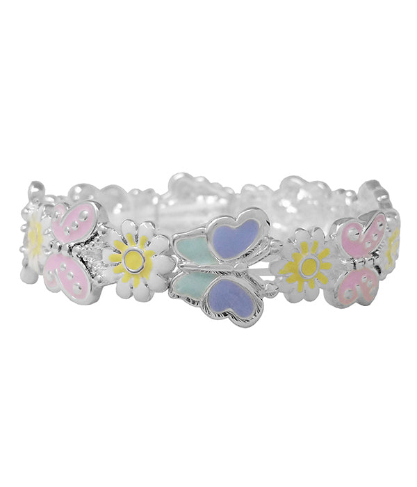 GARDEN THEME EPOXY STRETCH BRACELET - BUTTERFLY FLOWER-0