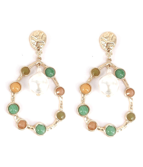 SEMI PRECIOUS STONE TEARDROP EARRING-0