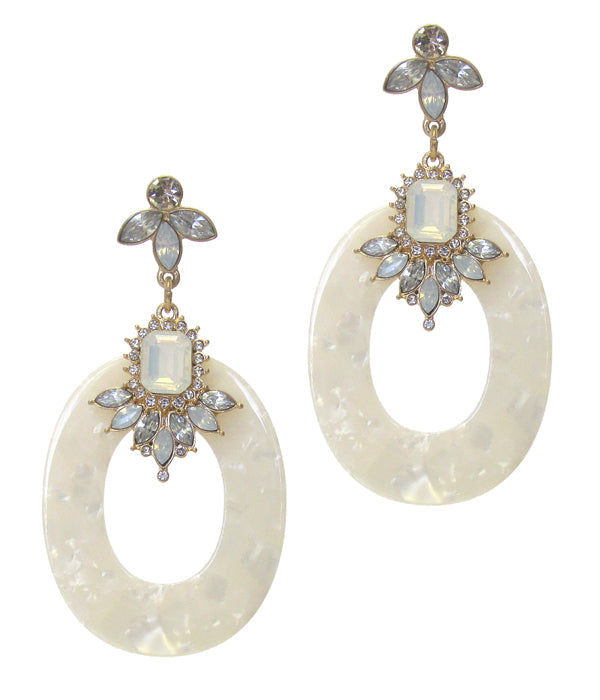 ORGANIC CELLULOSE HOOP AND CRYSTAL DROP EARRING-0