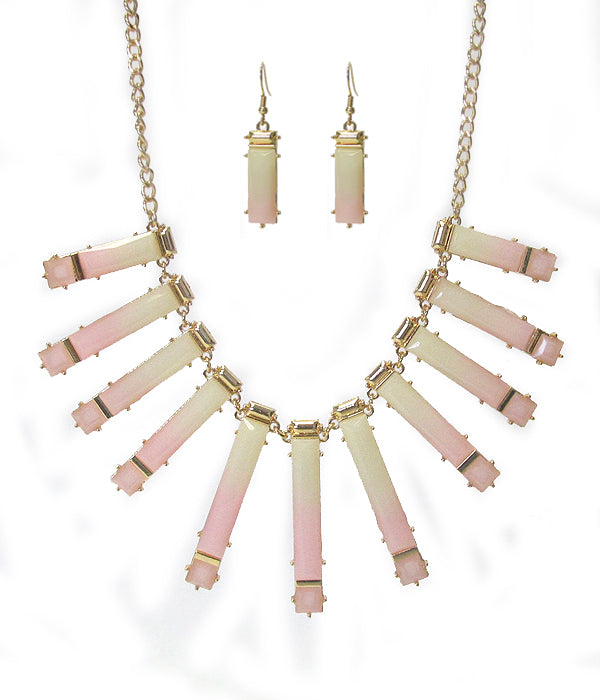 GRADIENT ACRYLIC BAR TRIBAL STYLE NECKLACE SET-0