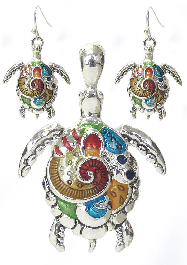 ART DESIGN TURTLE PENDANT SET-0