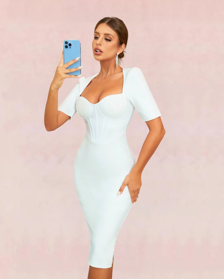 Jade Bandage Midi Dress - White - Slay Eclectic