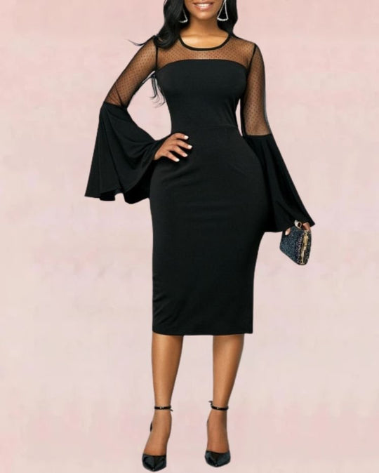 Lace Affair Bodycon Midi Dress - Black | Slay Eclectic