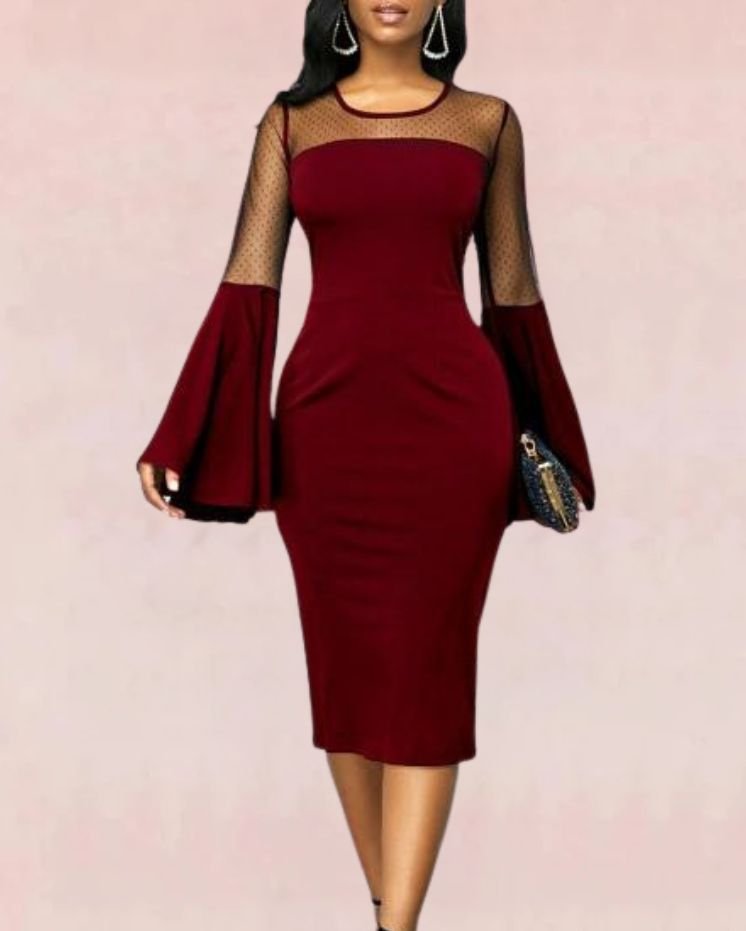 Lace Affair Bodycon Midi Dress - Wine | Slay Eclectic