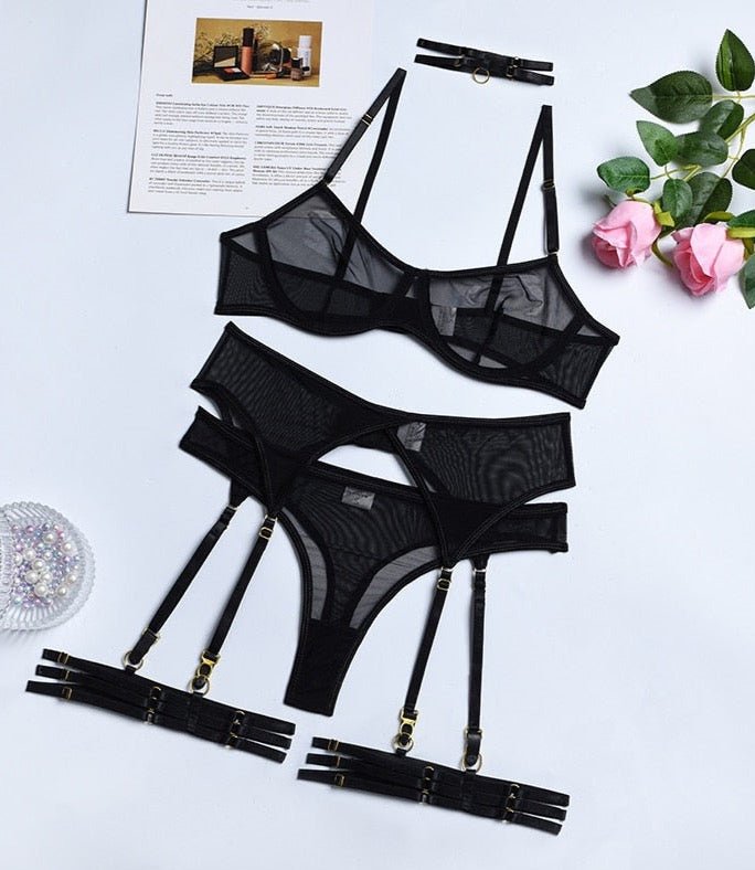 Lace Temptation 4-Piece Erotic Lingerie Set-Slay Eclectic