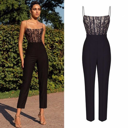 Lacy Seduction Sleeveless Capris Jumpsuit - Black | Slay Eclectic