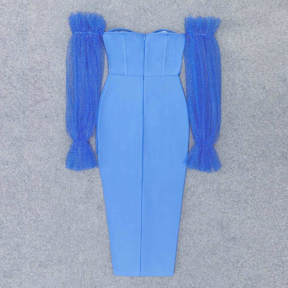 Lunar Lace Bodycon Midi Dress - Blue | Slay Eclectic