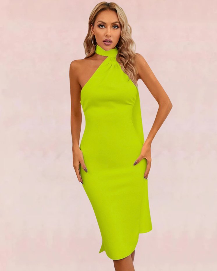 Luxurious Cascade Bandage Midi Dress - Green-Slay Eclectic