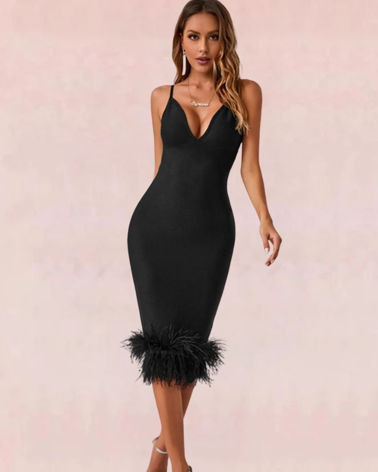 Meadow Bodycon Midi Dress - Black - Slay Eclectic