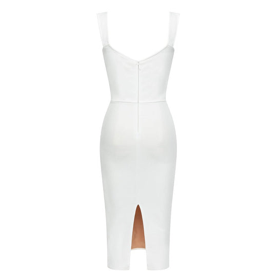 Mesh Bandage Midi Dress - White - Slay Eclectic