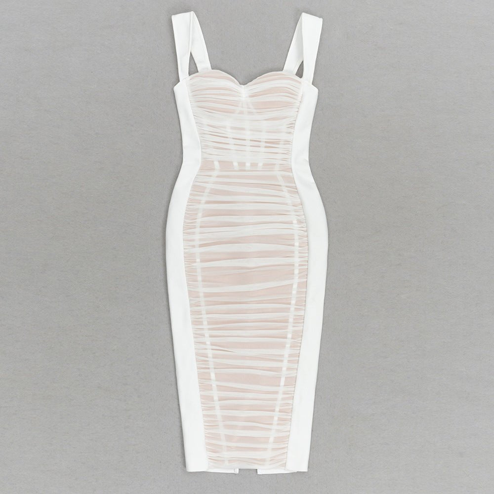 Mesh Bandage Midi Dress - White | Slay Eclectic