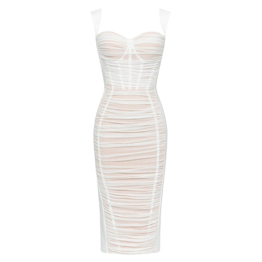 Mesh Bandage Midi Dress - White | Slay Eclectic