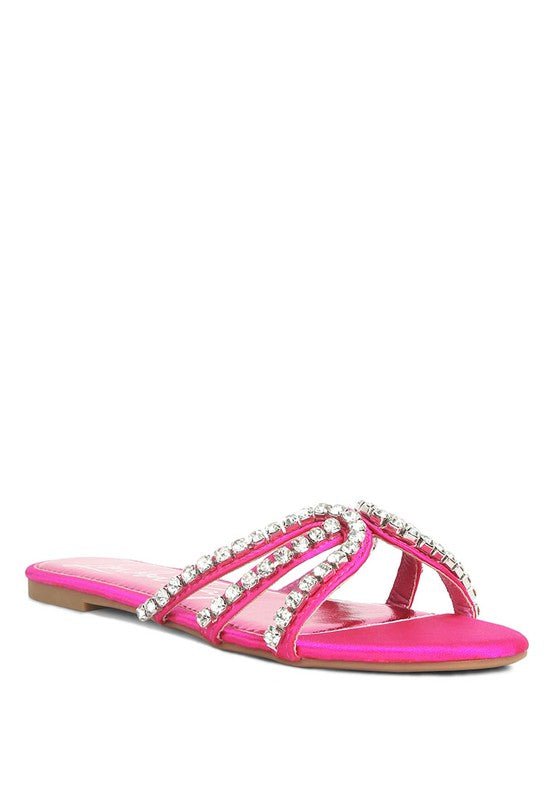 Mezzie Dimante Strap Flat Sandals-Slay Eclectic