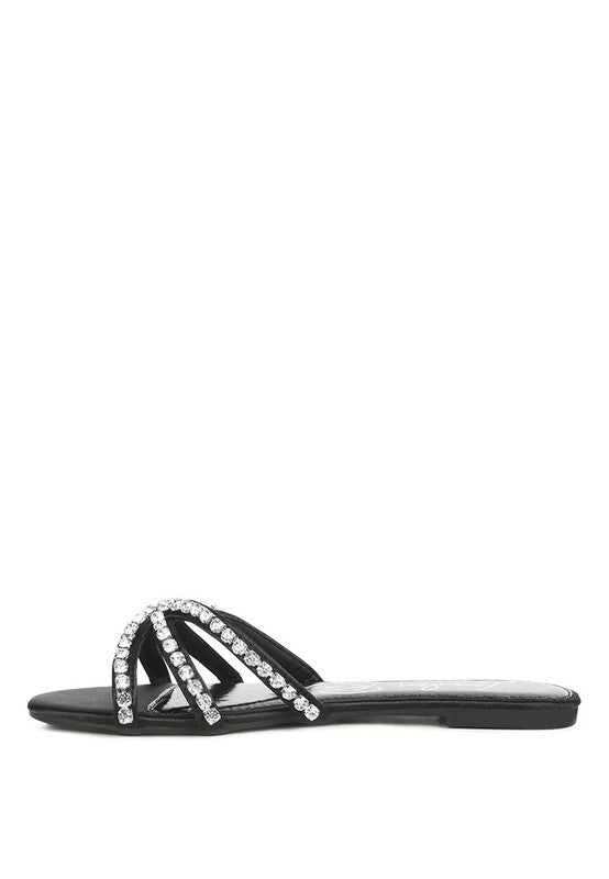 Mezzie Dimante Strap Flat Sandals-Slay Eclectic