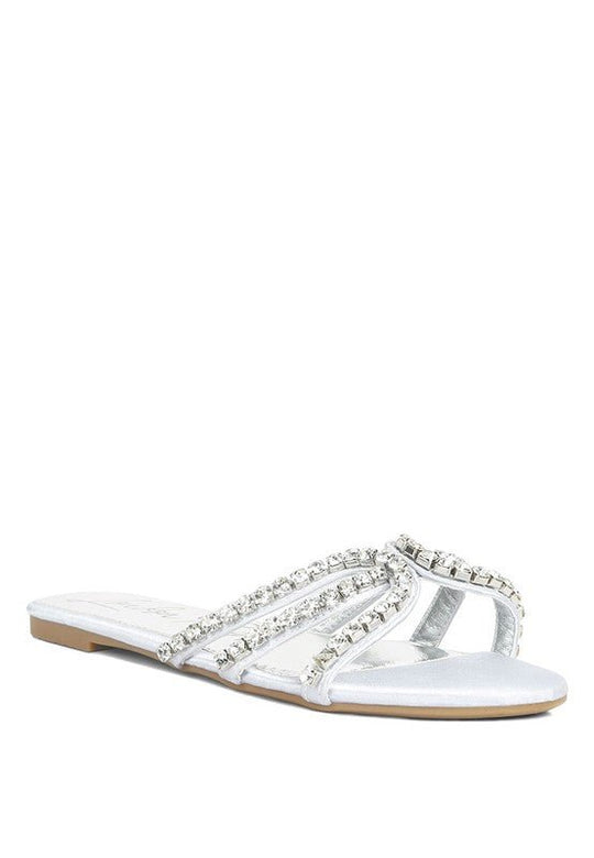 Mezzie Dimante Strap Flat Sandals-Slay Eclectic