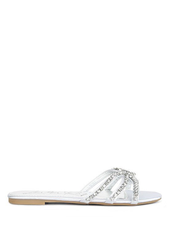 Mezzie Dimante Strap Flat Sandals-Slay Eclectic