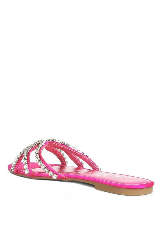 Mezzie Dimante Strap Flat Sandals-Slay Eclectic