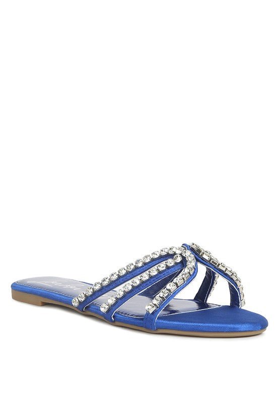 Mezzie Dimante Strap Flat Sandals-Slay Eclectic