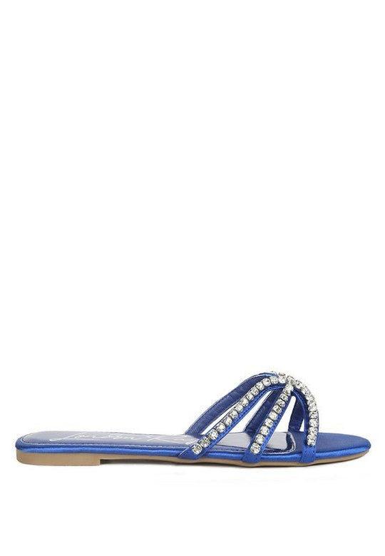 Mezzie Dimante Strap Flat Sandals-Slay Eclectic