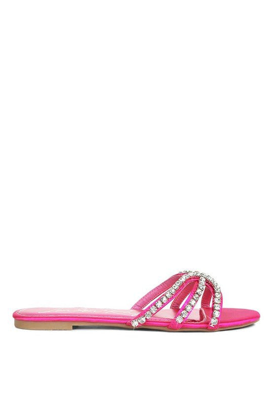 Mezzie Dimante Strap Flat Sandals-Slay Eclectic