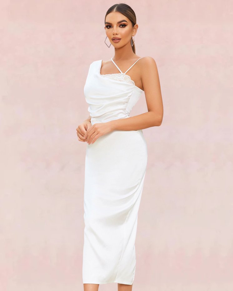 Mist One-Shoulder Bandage Midi Dress - White | Slay Eclectic