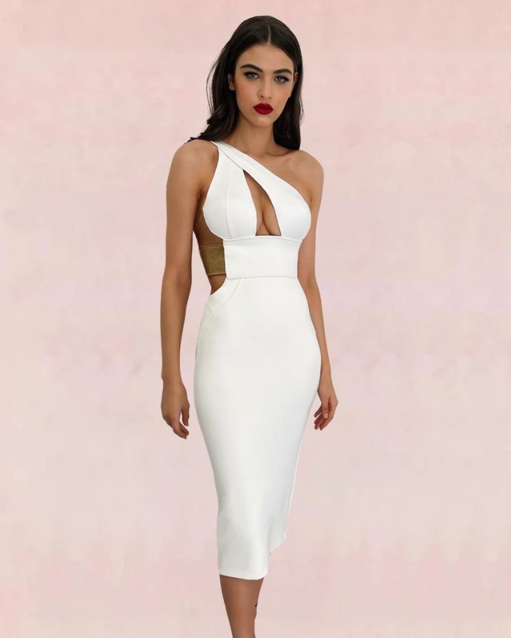 Monochrome Bandage Midi Dress - White | Slay Eclectic