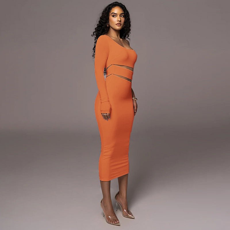 Mosaic Cutout Bandage Midi Dress - Orange | Slay Eclectic