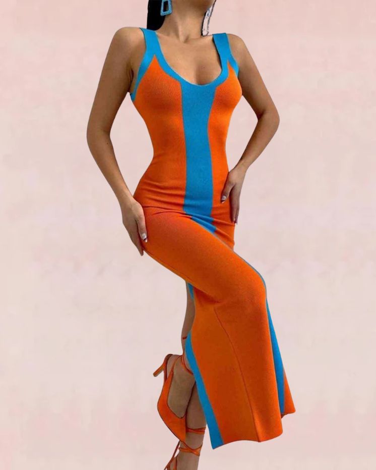 Mystic Charm Bodycon Maxi Dress - Orange | Slay Eclectic