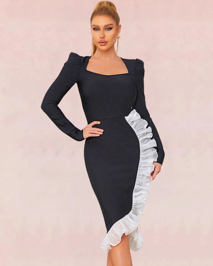 Nostalgic Bandage Midi Dress -  Black | Slay Eclectic