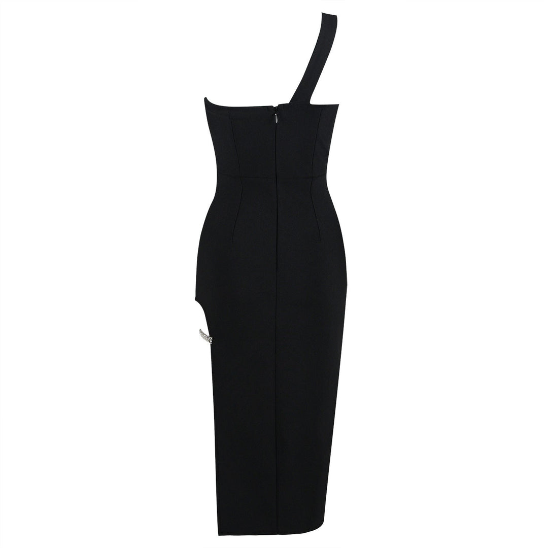 Oblique Bandage Midi Dress - Black | Slay Eclectic