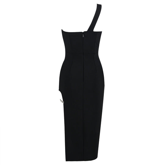 Oblique Bandage Midi Dress - Black | Slay Eclectic