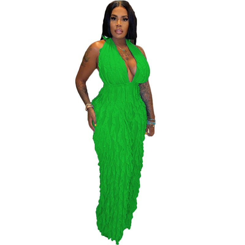 Oceanic Luxe Bandeau High Waist Jumpsuit - Green-Slay Eclectic