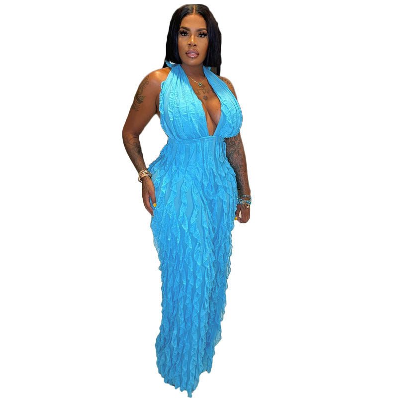 Oceanic Luxe Bandeau High Waist Jumpsuit - Serene Sky Blue-Slay Eclectic