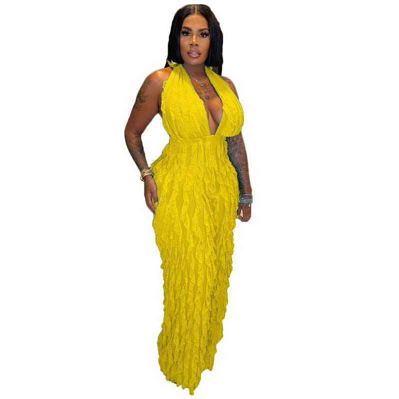 Oceanic Luxe Bandeau High Waist Jumpsuit - Vibrant Yellow-Slay Eclectic