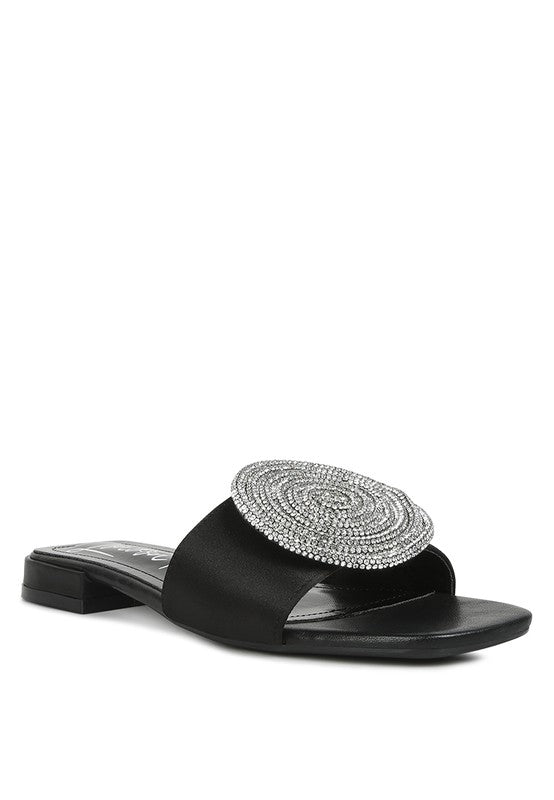 Ollilie Embellished Brooch Slip On Sandals-Slay Eclectic